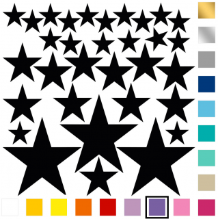 Samolepky na zeď - Mix hvězd 32ks - fialové (Samolepky na)