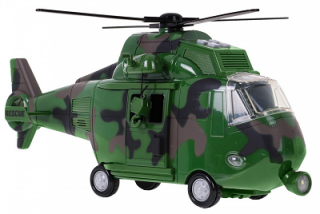 Vrtuľník so zvukmi a svetlami - tmavo zelený (Vojenská)