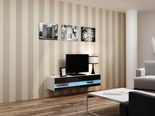 TV stolík VIGO NEW 140 (biela/čierny lesk)