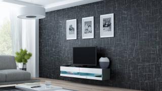 TV stolík VIGO NEW 140 (biela/sivý lesk)