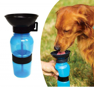 Cestovná fľaša pre psov s miskou