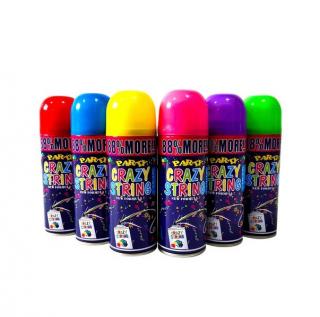 Párty rezance Crazy String Spray 250 ml 6 rôznych farieb