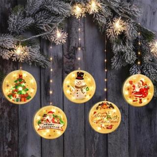 Vianočná LED závesná dekorácia 5 okrúhlych motívov