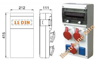 Rozvodnica zásuvková 632.331W;5P,2x32A,1x16A,2x230V,neistená,11 DIN,IP54 ()