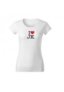 Tričko dámske I love JK (M) - biele (Dámske, 180 gr, 100% bavlna)