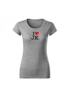 Tričko dámske I love JK (M) - sivé (Dámske, 180 gr, 100% bavlna)