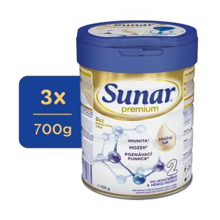 3x SUNAR Premium 2 Mlieko pokračovacie 700 g