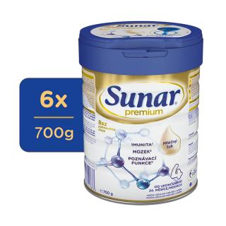 6x SUNAR Premium 4 Mlieko dojčenské 700 g