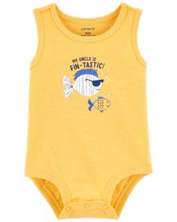 CARTER'S Body bez rukávov Yellow Fish chlapec 18m