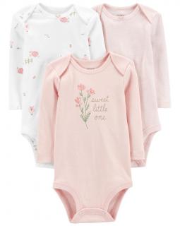 CARTER'S Body dlhý rukáv Pink Sheeps dievča LBB 3ks 18m