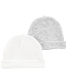 CARTER'S Čiapka White &amp; Grey neutrál 2ks 0-3m