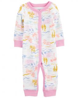 CARTER'S Overal bez nožičiek na cvoky Sleep&amp;Play Pink Palm dievča NB/ veľ. 56