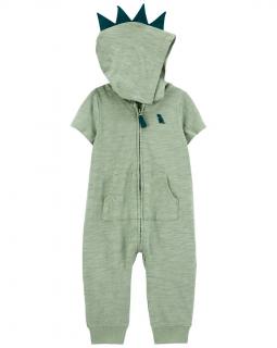 CARTER'S Overal na zips bez nožičiek kr. rukáv Green Dino chlapec 6m