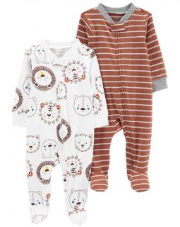 CARTER'S Overal na zips Sleep &amp; Play Brown Lion chlapec 2ks 6m