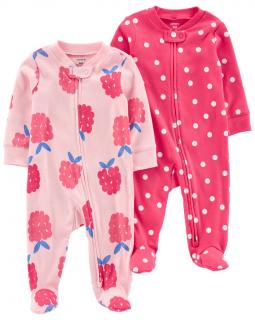 CARTER'S Overal na zips Sleep &amp; Play Pink Raspberry dievča 2ks 9m