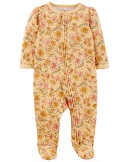 CARTER'S Overal na zips Sleep&amp;Play Yellow Flowers dievča NB/veľ. 56