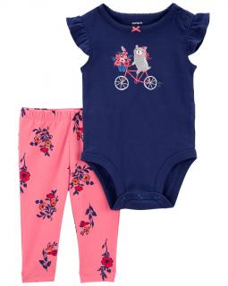 CARTER'S Set 2dielny body kr. rukáv, legíny Navy Bike dievča 12m