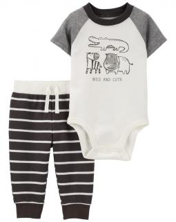 CARTER'S Set 2dielny body kr. rukáv, tepláky Black Animals chlapec 24m