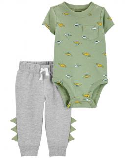 CARTER'S Set 2dielny body kr. rukáv, tepláky Green Dino chlapec 18m