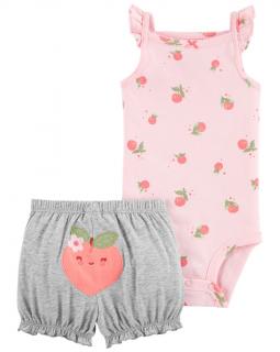 CARTER'S Set 2dielny body na ramienka, kraťasy Pink Peach dievča 9m