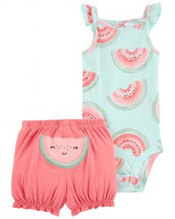 CARTER'S Set 2dielny body na ramienka, kraťasy Pink Watermelon dievča 12m