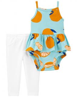 CARTER'S Set 2dielny body na ramienka, legíny Blue Orange dievča 3m