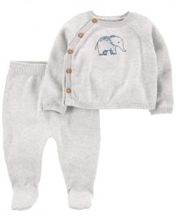 CARTER'S Set 2dielny sveter, polodupačky Grey Elephant neutrál 6m