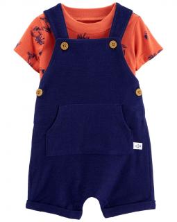 CARTER'S Set 2dielny tričko kr. rukáv, kraťasy na traky Navy Orange chlapec 18m