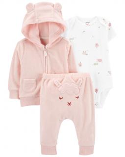 CARTER'S Set 3dielny body kr. rukáv, tepláky, mikina Pink Sheep dievča LBB 3m