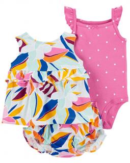 CARTER'S Set 3dielny body na ramienka, tielko, nohavičky Multi Floral dievča 12m