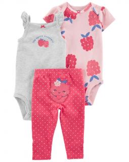 CARTER'S Set 3dielny legíny, body kr. rukáv, body na ramienka Pink Raspberry dievča 12m