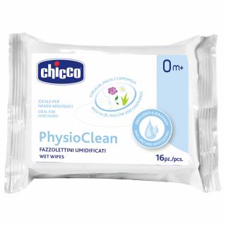 CHICCO Obrúsky vlhčené Physioclean na čistenie nošteka 16 ks 0m+