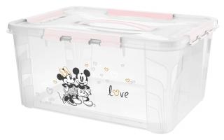 Domácí úložný box  Mickey &amp; Minnie , Pastelová růžová XL