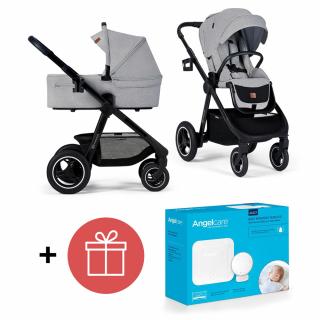 KINDERKRAFT Kočík Everyday 2v1 Light Grey + ANGELCARE AC027 Monitor pohybu dychu