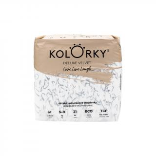 KOLORKY DELUXE VELVET Plienky jednorazové eko so zamatovým povrchom M (5-8 kg) 21 ks