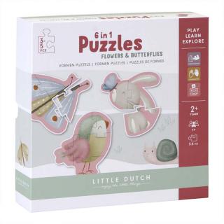 LITTLE DUTCH Puzzle 6v1 Kvety a motýle