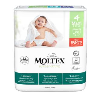 MOLTEX Pure&amp;Nature Nohavičky plienkové jednorazové 4 Maxi (7-12 kg) 22 ks