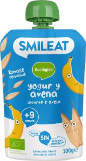 SMILEAT Organic Jogurtové vrecko s ovsenými vločkami 100 g, 12m+