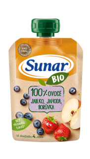 SUNAR BIO Kapsička jablko, jahoda, čučoriedka 100 g