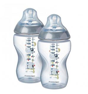 TOMMEE TIPPEE Dojčenská fľaša s obrázkami C2N, 2 ks, 340ml, 3 + m-sivá