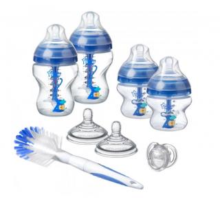TOMMEE TIPPEE Sada dojčenských fľaštičiek C2N Anti-colic s kefou Blue