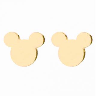 Dámske náušnice z chirurgickej ocele, Mickey Mouse zlatej farby