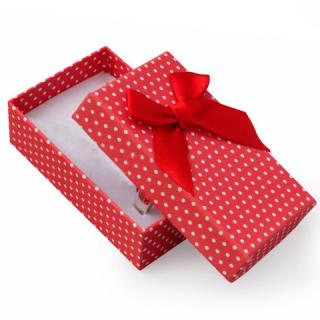 Darčeková krabička na sadu šperkov, biele bodky a stužka