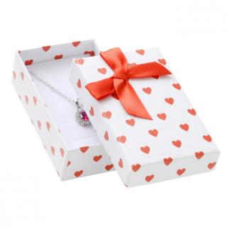 Darčeková krabička na sadu šperkov, červené srdiečka a mašľa
