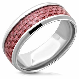 Obrúčka z ocele, strieborná a ružová farba, karbónový vzor Rozmer prsteňa: 52