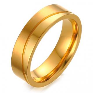 Pánska svadobná obrúčka z chirurgickej ocele, zlatá farba, vlnka Rozmer prsteňa: 60