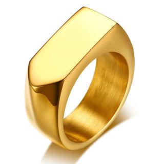 Pánsky pečatný prsteň z chirurgickej ocele, lesklá zlatá farba Rozmer prsteňa: 67