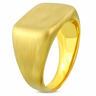 Pečatný hranatý prsteň, chirurgická oceľ zamatovej zlatej farby Rozmer prsteňa: 62