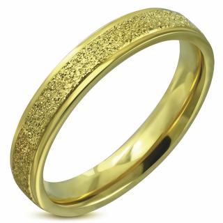 Pieskovaný prsteň z chirurgickej ocele, zlatá farba - 5 mm Rozmer prsteňa: 53