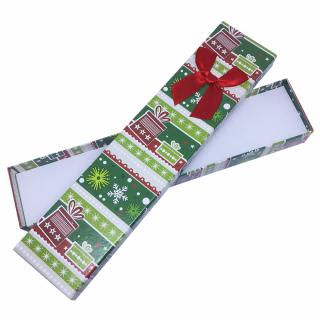 Zelená darčeková krabička na náramok, vianočný motív a mašľa